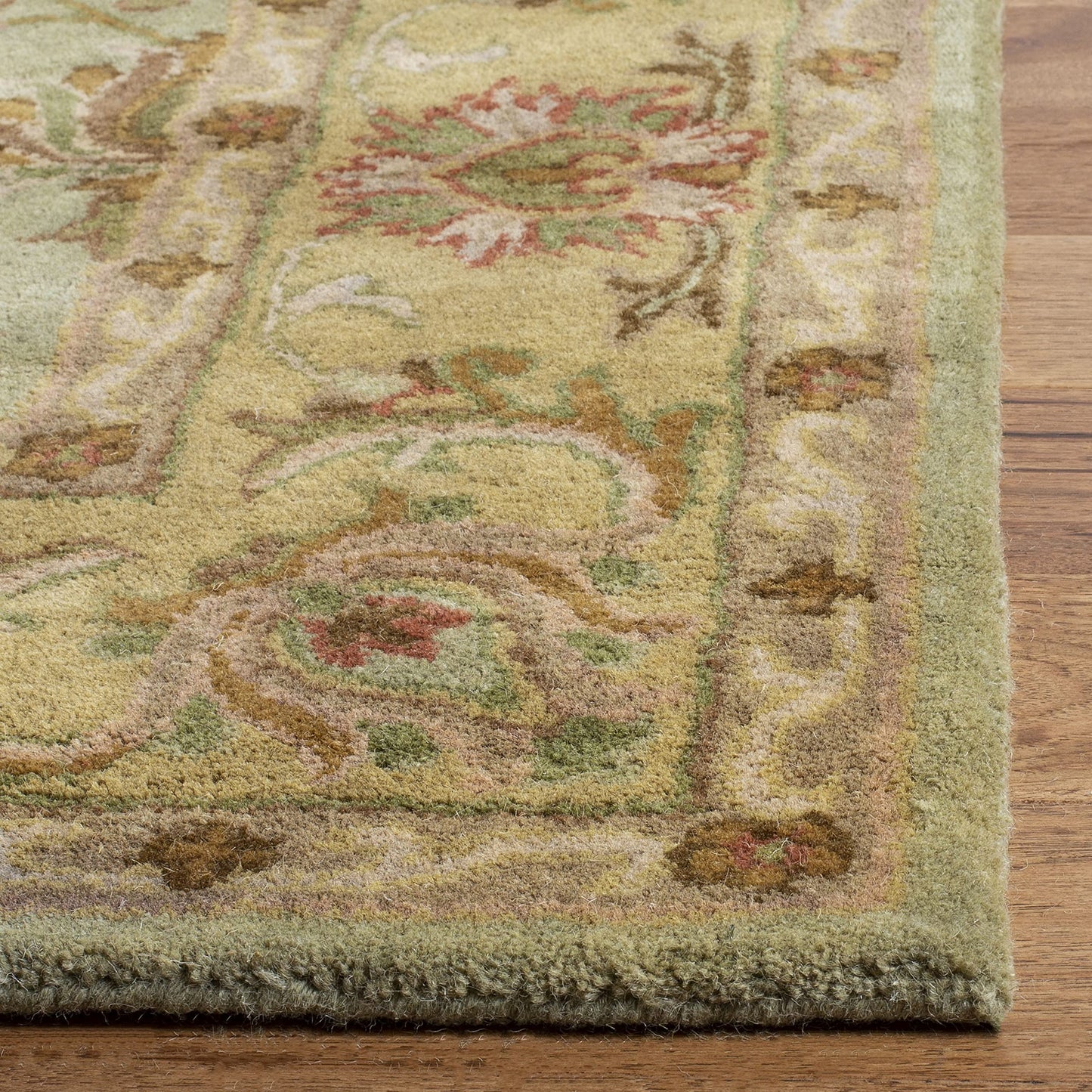 SAFAVIEH Heritage Collection Runner Rug - 2'3" x 10', Green & Gold, Handmade Traditional Oriental Wool, Ideal for High Traffic Areas in Living Room, Bedroom (HG811A)