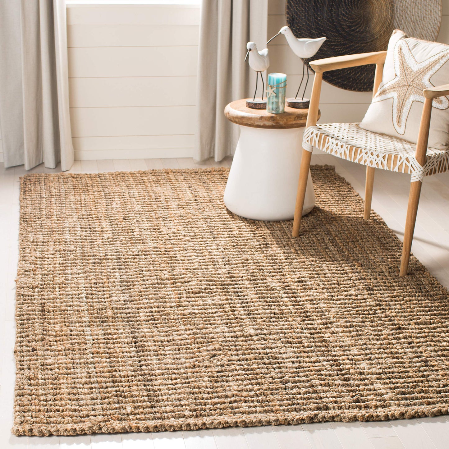 SAFAVIEH Natural Fiber Collection Area Rug - 6' x 9', Natural, Handmade Jute, Ideal for High Traffic Areas in Living Room, Bedroom (NFB447A)