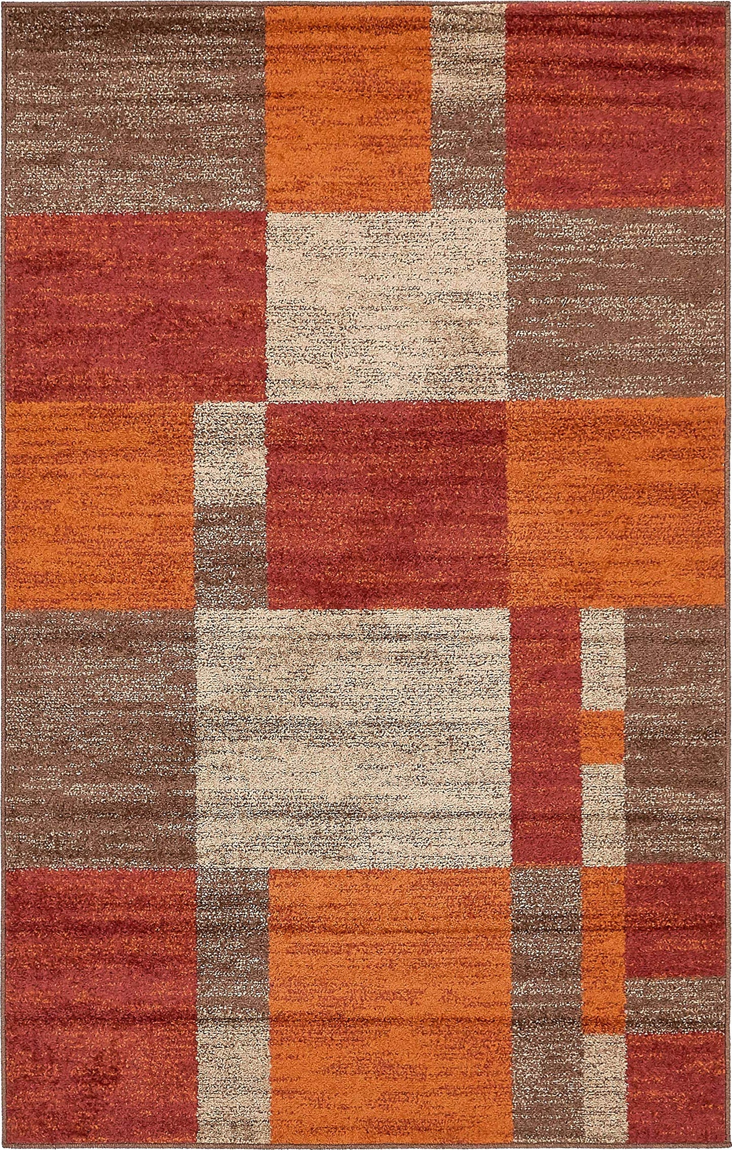 Unique Loom Autumn Collection Modern Contemporary Casual Abstract Area Rug, 5' 3" x 8', Multi/Dark Brown