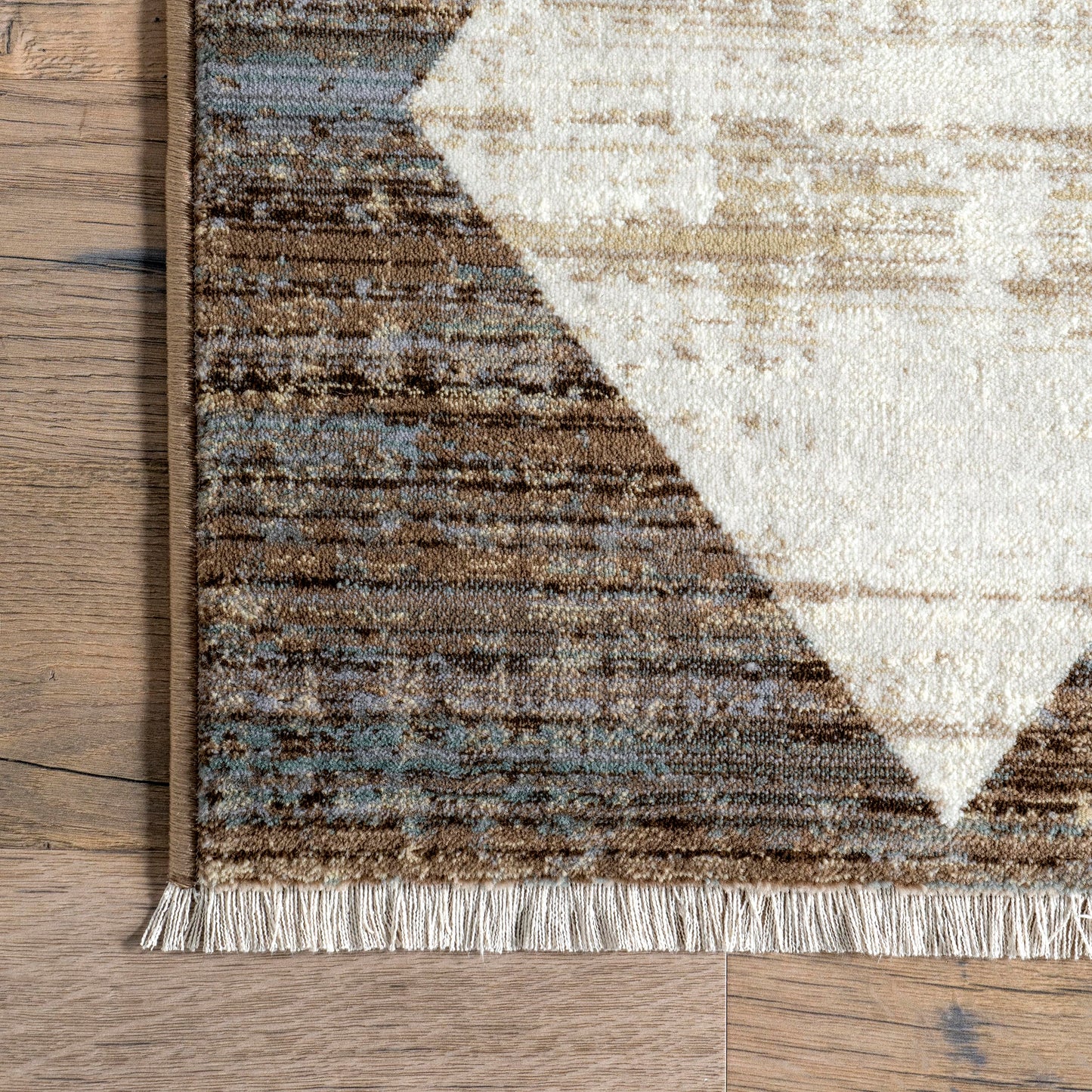 Nuloom Fringed Performance Meline Beige/Blue/Ivory, 4' x 6'5", Checkered, Soft and Cozy, High Traffic, Stain Resistant, Easy Clean, Durable Area Rug for Bedroom, Living Room, Dining, Den, Foyer