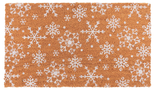 KAF Home New Coir Doormat with Heavy-Duty, Weather Resistant, Non-Slip PVC Backing | 17 by 30 Inches, 0.6 Inch Pile Height | Perfect for Indoor and Outdoor Use (Snowflake)