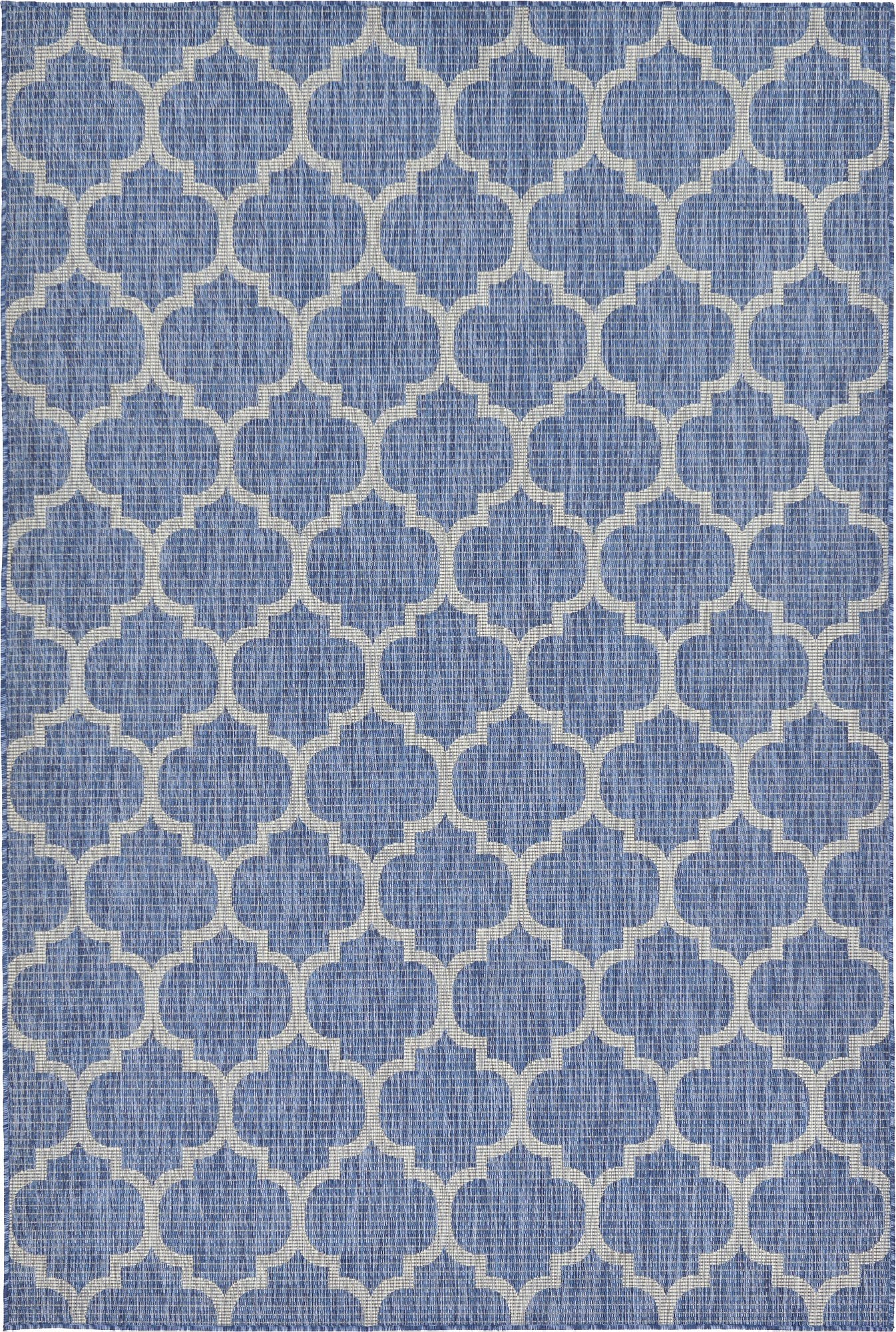 Unique Loom Outdoor Trellis Collection Area Rug (6' 1" x 9' Rectangle, Navy Blue/ Ivory)