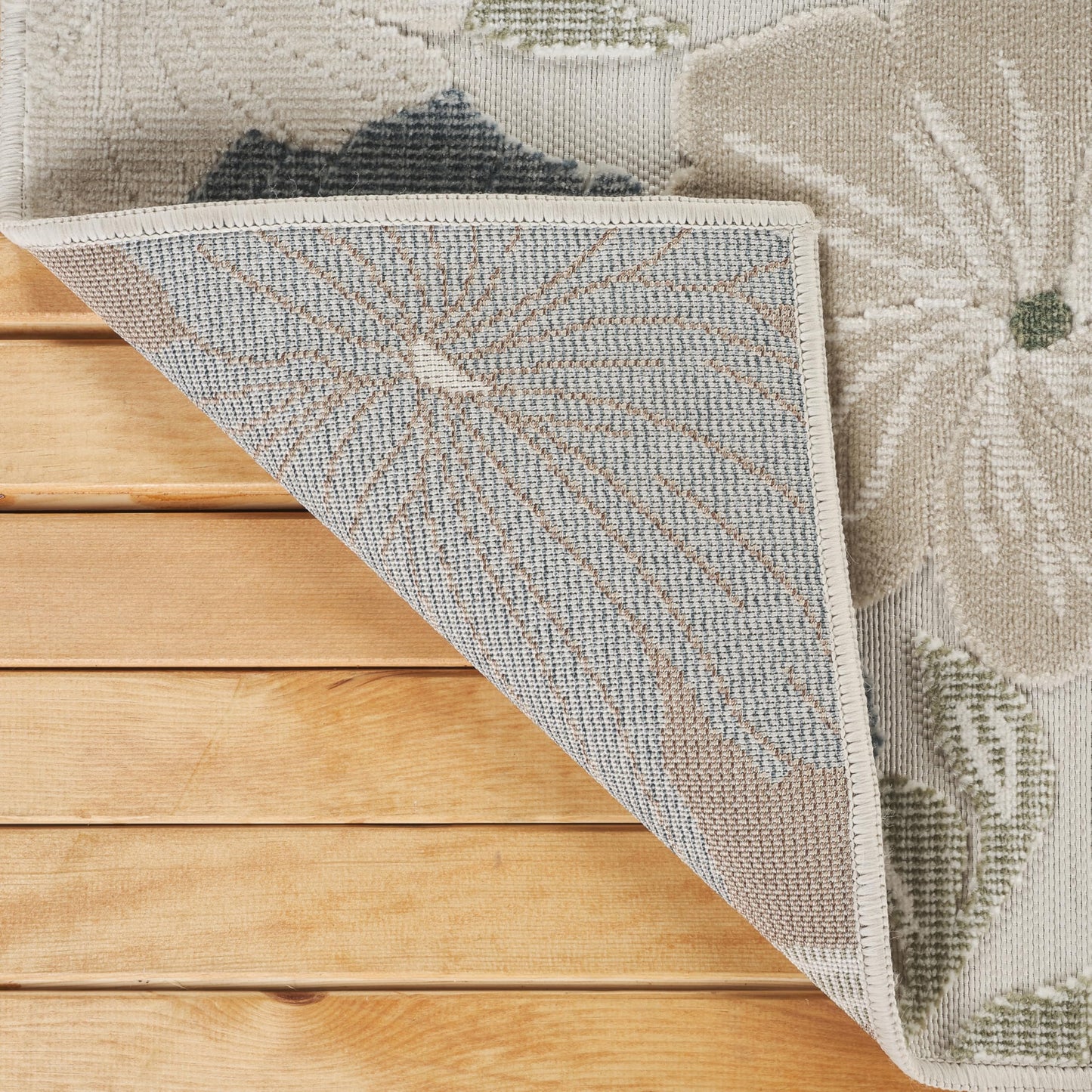 Abani Blue Area Rug – 5' x 8' – Sakura Collection – Floral Pattern – Easy to Clean – Durable for Patio, Living Room, or Sunroom, Pet & Child Friendly