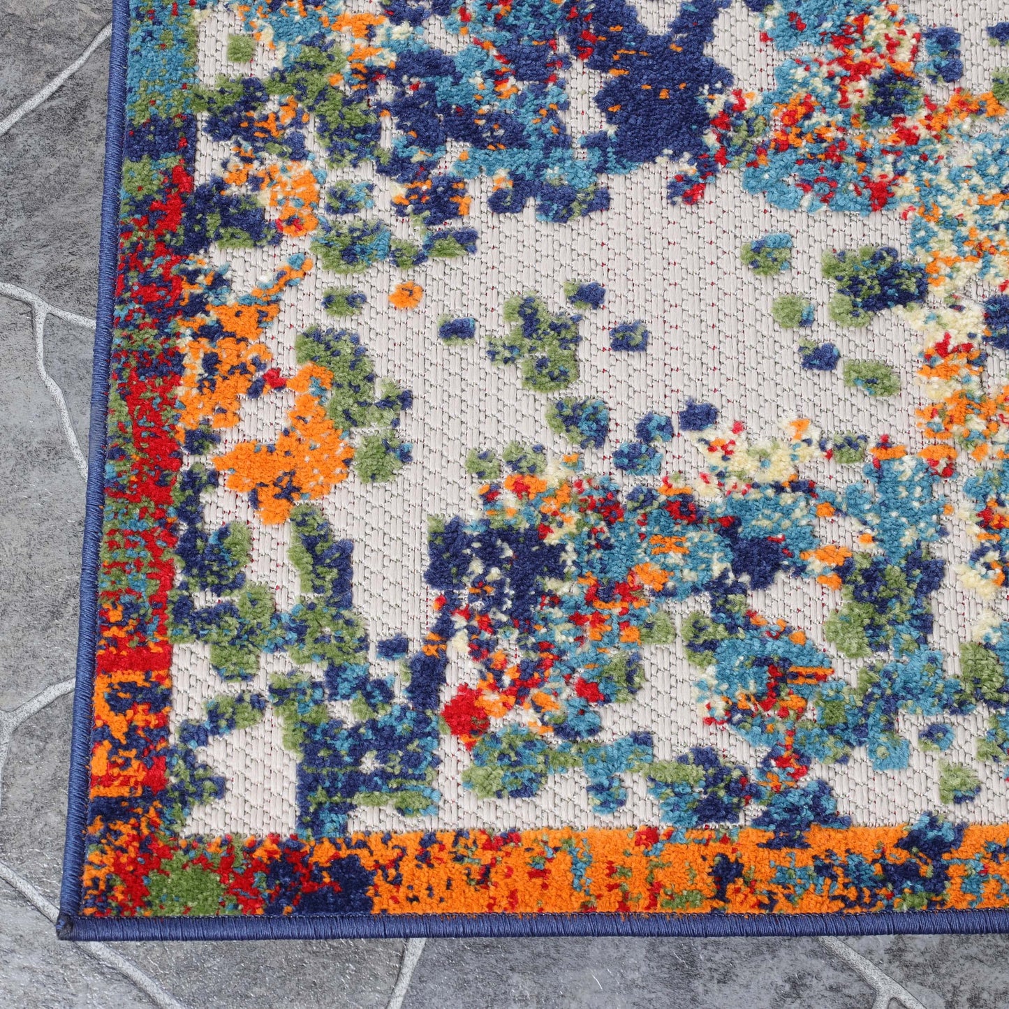 Superior Indoor Outdoor Area Rug, Perfect for Patio, Bedroom, Kitchen, Living Room, Entryway, Playroom, Nursery, Carpet Cover, Abstract Splatter Modern, Kalina Collection, 4' x 6', Cream