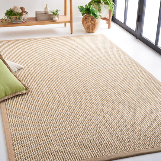 SAFAVIEH Area Rug 3x5 - Natural Fiber Collection - Beige, Sisal & Wool, Woven Design with Border (NF475B)