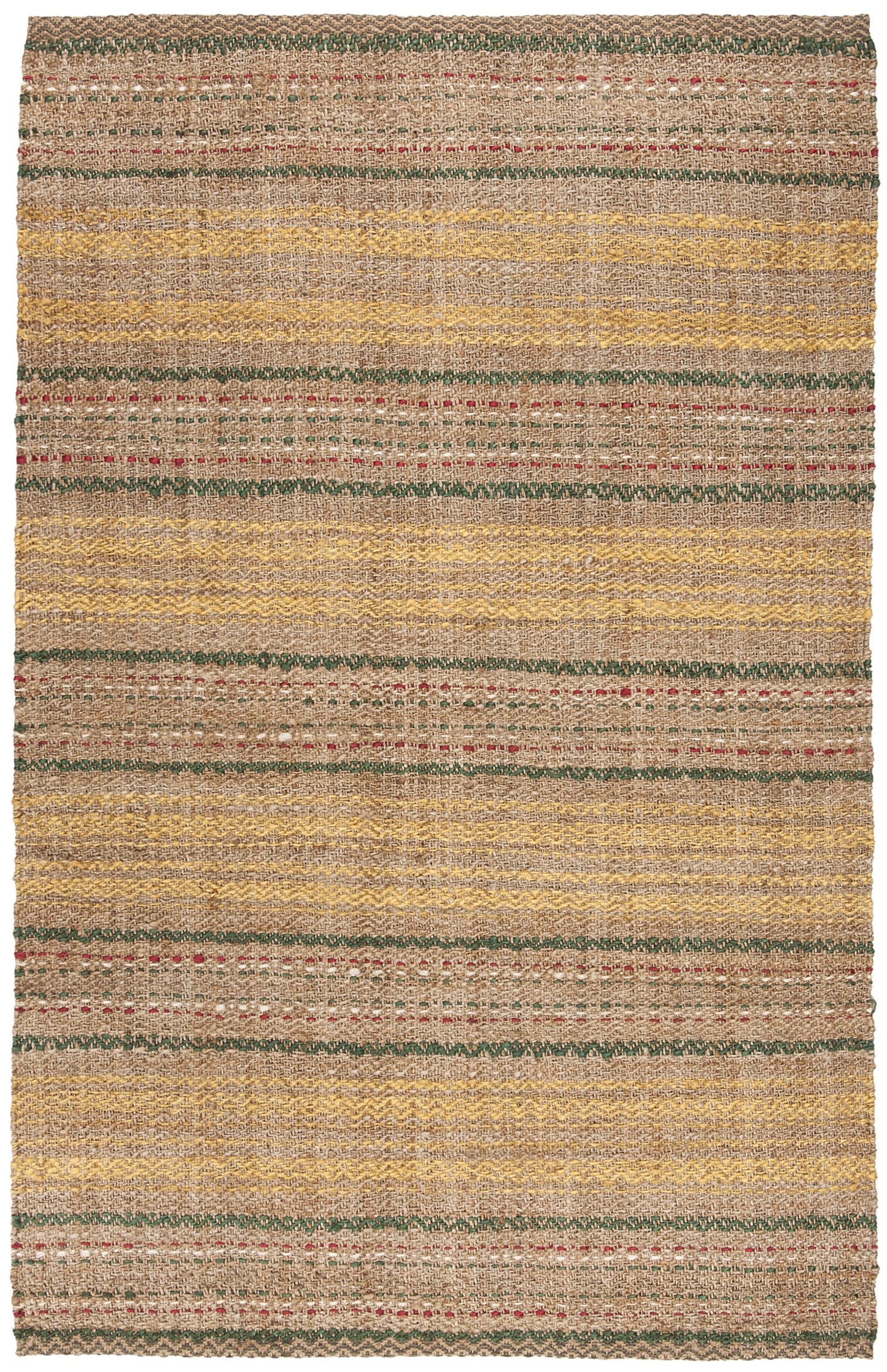 SAFAVIEH Natural Fiber Collection Area Rug - 6' x 9', Natural & Gold, Handmade Stripe Jute, Ideal for High Traffic Areas in Living Room, Bedroom (NF202B)