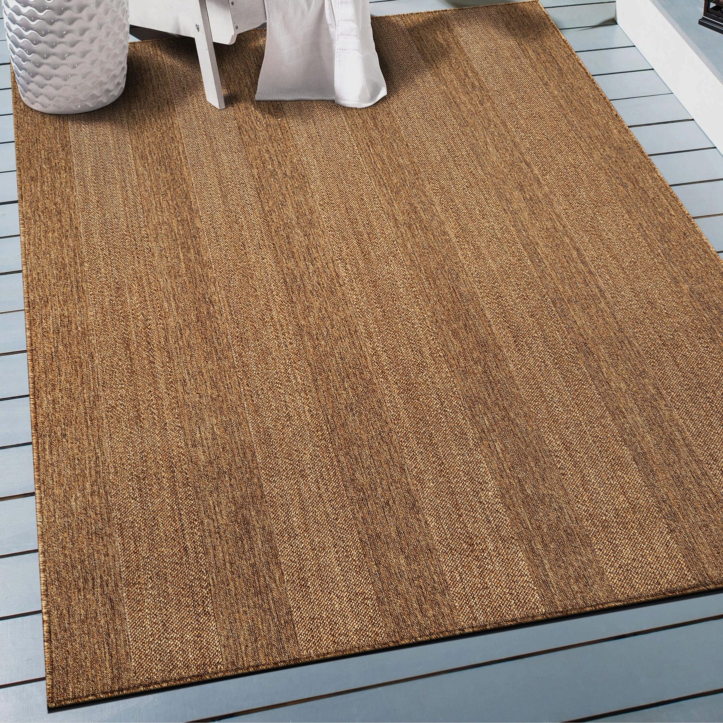 Rugshop Striped Indoor Outdoor Flat Woven Area Rug,Natural Jute-Style,Easy-Care Patio Rug for Backyard Porch Deck Balcony, 4' x 6' Natural/Jute