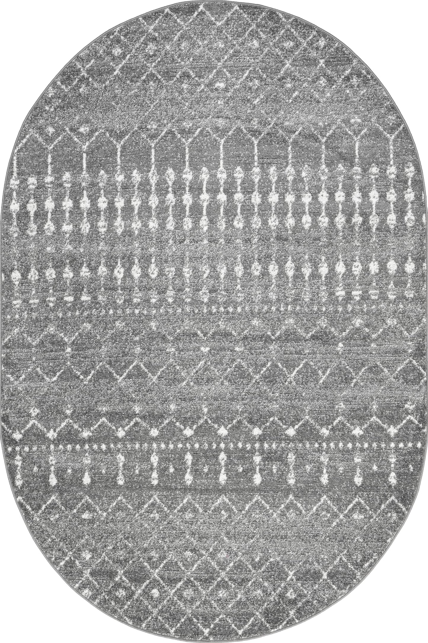 nuLOOM Oval 3x5 Moroccan Blythe Area Rug, Dark Grey, Faded Bohemian Design, Stain Resistant, For Bedroom, Dining Room, Living Room, Hallway, Office, Kitchen, Entryway