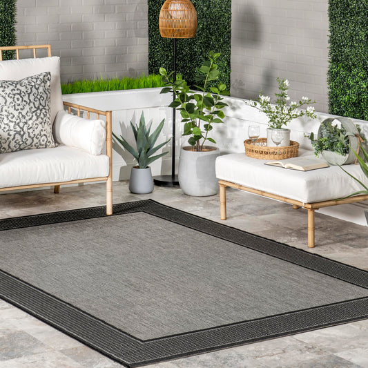nuLOOM 3' x 5' Outdoor Performance Area Rug, OEKO-TEX Certified, Weather Resistant, High Traffic, Patio, Balcony, Outside, Gris Grey