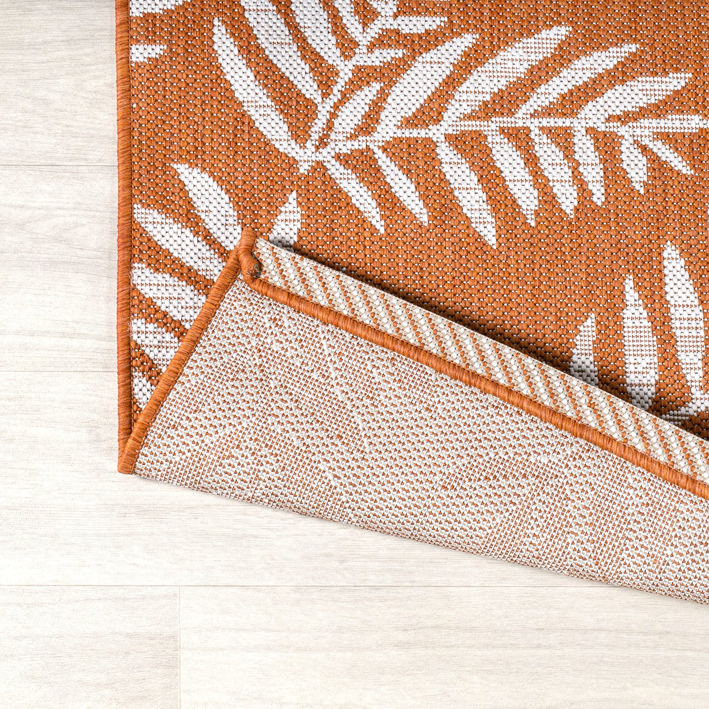 JONATHAN Y Palm Frond Indoor Outdoor Runner Rug 2X10 Orange/Cream, Nevis for Backyard, Patio, Porch, Easy-Cleaning, High Traffic, Pet-Friendly, Non-Shedding (SMB119E-210)