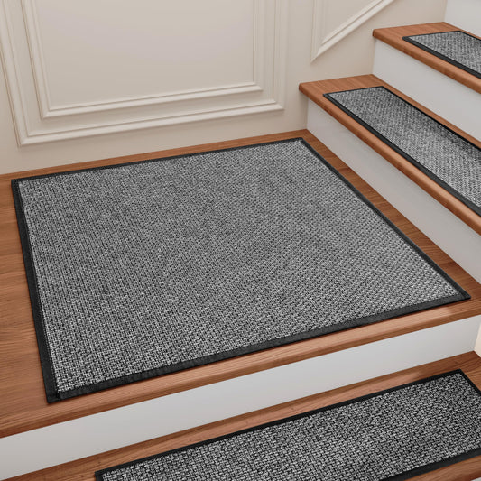 Stair Treads Carpet for Wooden Steps, Non Slip Landing Mat Rug Whit Rubber Backing, Polyester Soft Stairs Resistant Indoor Skid Runner Safety Rugs for Family, Absorbent Washable 31" x 31" Dark Gray