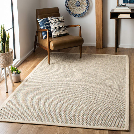 SAFAVIEH Area Rug 5x8 - Natural Fiber Collection - Marble & Beige, Sisal, Woven Design with Border (NF143C)