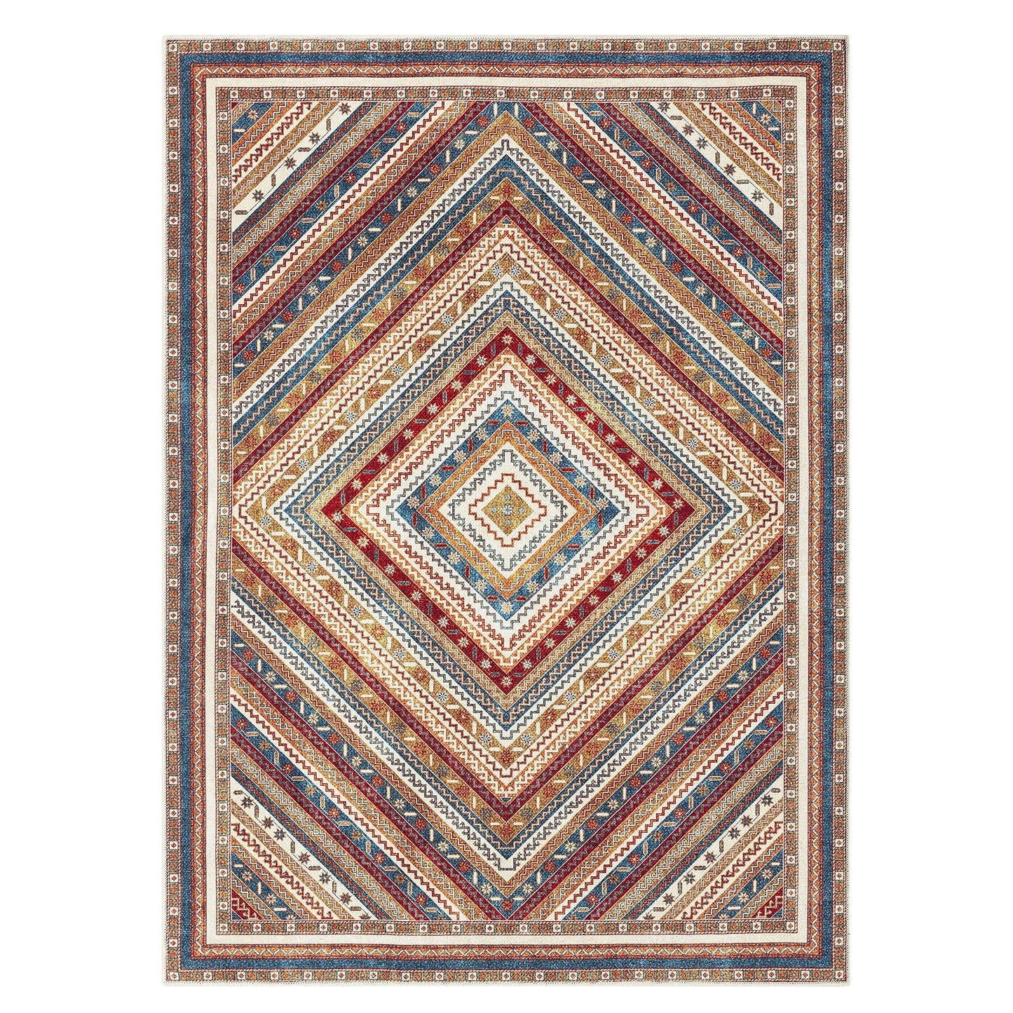 Keen Home Design 48"x72" Rug - Machine Washable Area Rug with Non-Slip Backing, Ideal for Living Room, Dining Room, Bedroom - Vintage, Easy Clean, Durable, Low Pile Rug - (4' x 6')