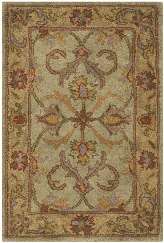 SAFAVIEH Heritage Collection Accent Rug - 2' x 3', Green & Gold, Handmade Traditional Oriental Wool, Ideal for High Traffic Areas in Entryway, Living Room, Bedroom (HG811A)