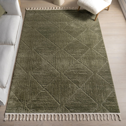 Nuloom Kerry Green, 5'3" x 7'6", Geometric, Soft and Cozy, High Traffic, Stain Resistant, Easy Clean, Durable Area Rug for Bedroom, Living Room, Dining Space, Den, Foyer, Entryway