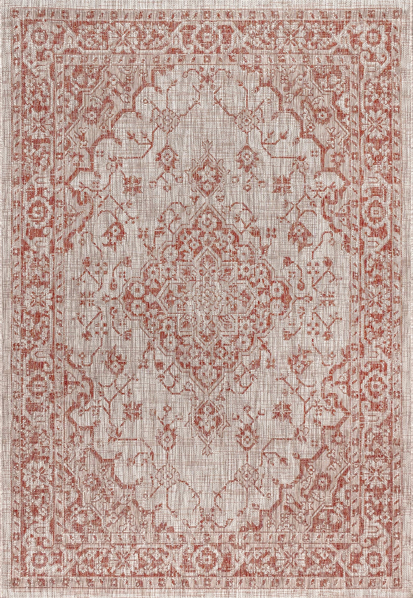 JONATHAN Y Boho Medallion Indoor Outdoor Area Rug 9X12 Red/Taupe, Rozetta Textured Weave for Backyard, Patio, Porch, Easy-Cleaning, High Traffic, Pet-Friendly, Non-Shedding (SMB102A-9)