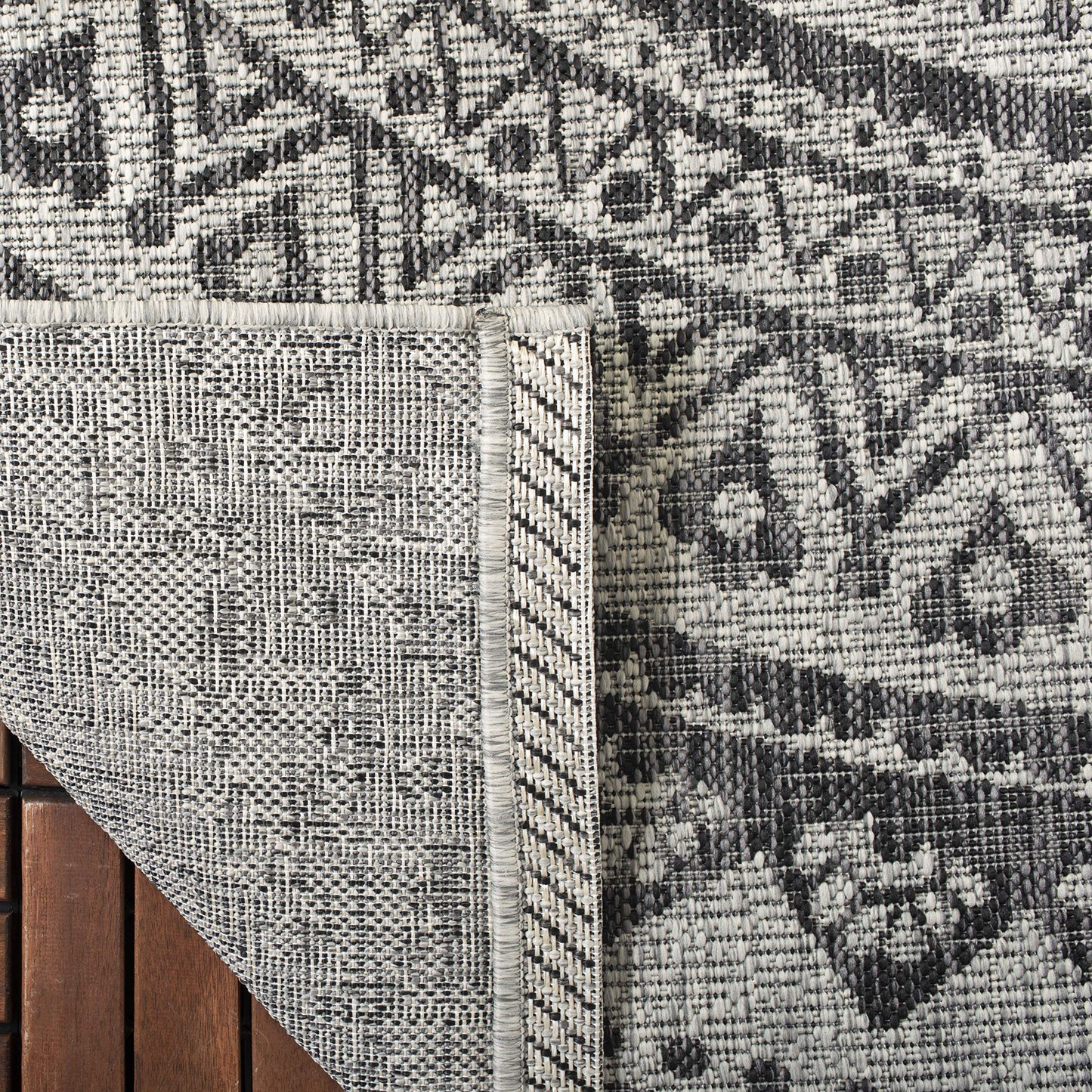 SAFAVIEH Courtyard Collection 2'3" x 8' Light Grey/Black CY8734 Indoor/ Outdoor Waterproof Easy Cleaning Patio Backyard Mudroom Runner Rug