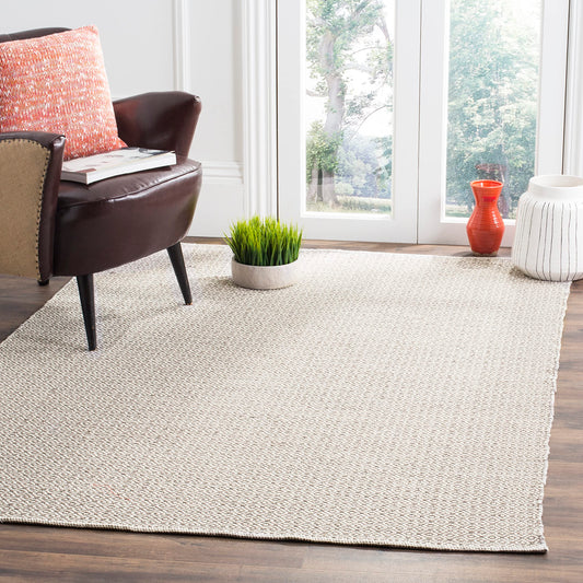 SAFAVIEH Montauk Collection Accent Rug - 4' x 6', Ivory & Grey, Handmade Cotton, Ideal for High Traffic Areas in Entryway, Living Room, Bedroom (MTK717A)