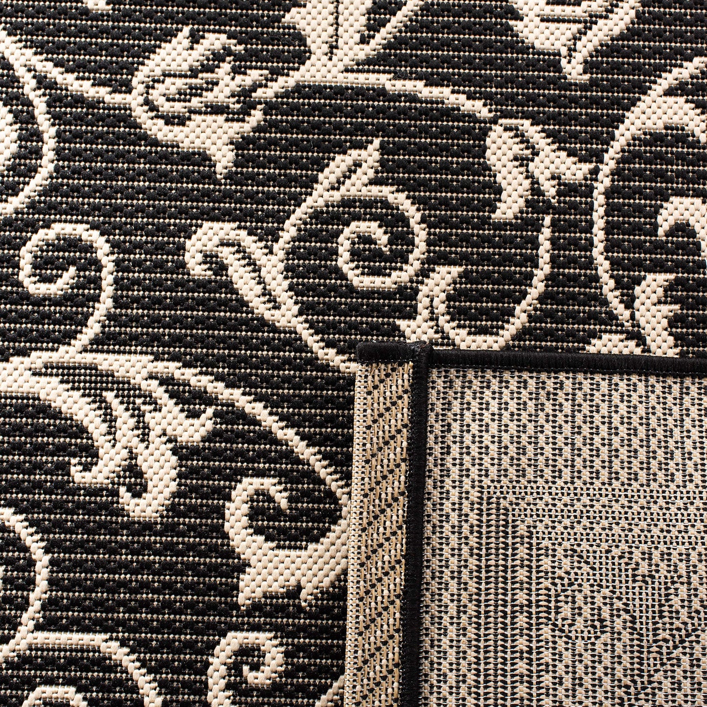 SAFAVIEH Washable Rug Outdoor Courtyard Collection - 2'3" x 12' Runner, Black & Sand, Non-Shedding & Easy Cleaning, Ideal for Patio, Entryway, Mudroom, Hallway, Kitchen (CY2098-3908)