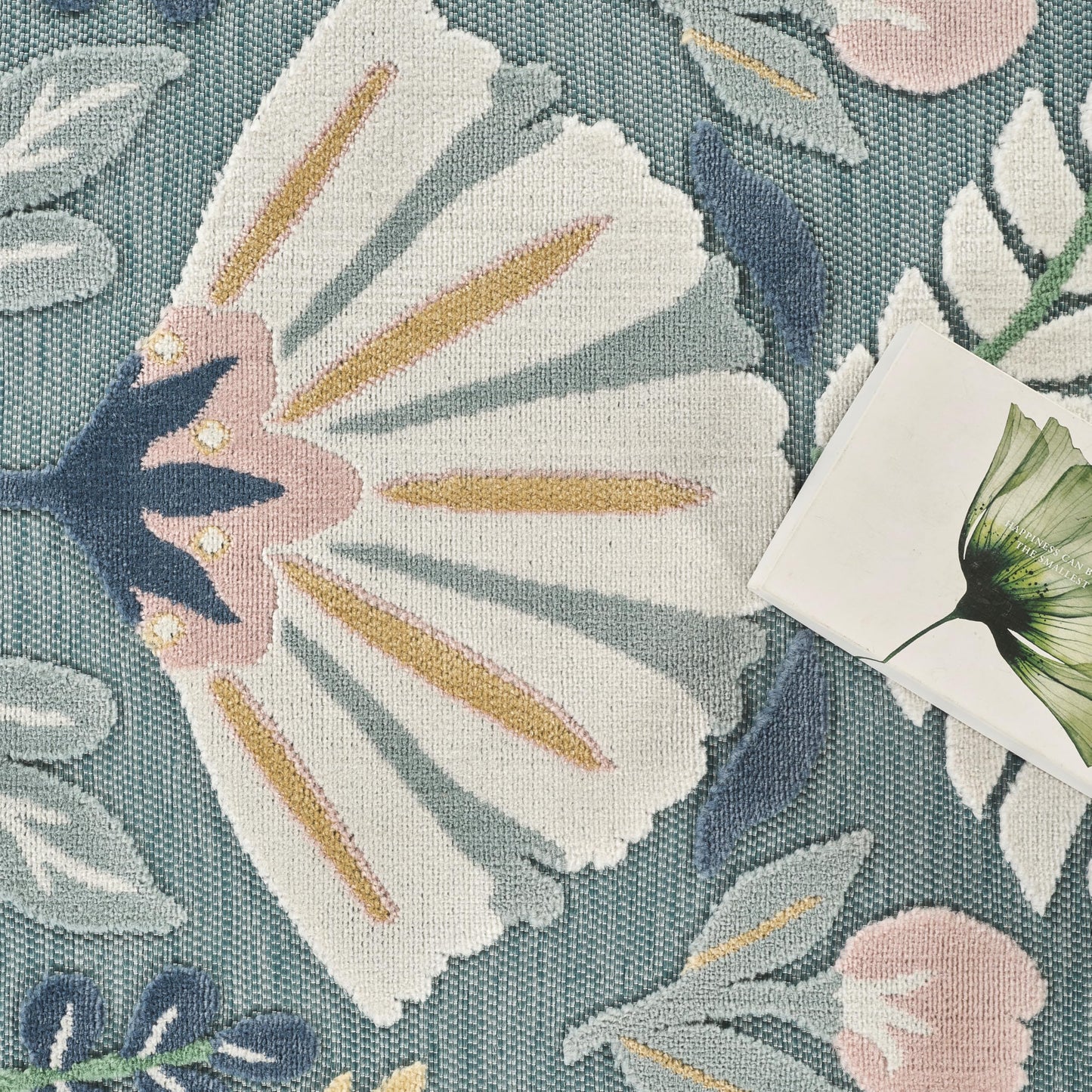 Abani Green Area Rug – 6' x 9' – Sakura Collection – Floral Pattern – Easy to Clean – Durable for Patio, Living Room, or Sunroom, Pet & Child Friendly
