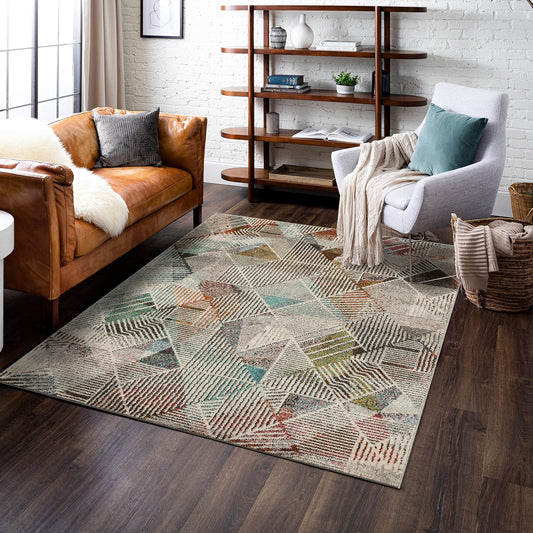 Mohawk Home Cantu Light Grey 7' 10" x 10' Modern Geometric Area Rug Perfect for Living Room, Dining Room, Office