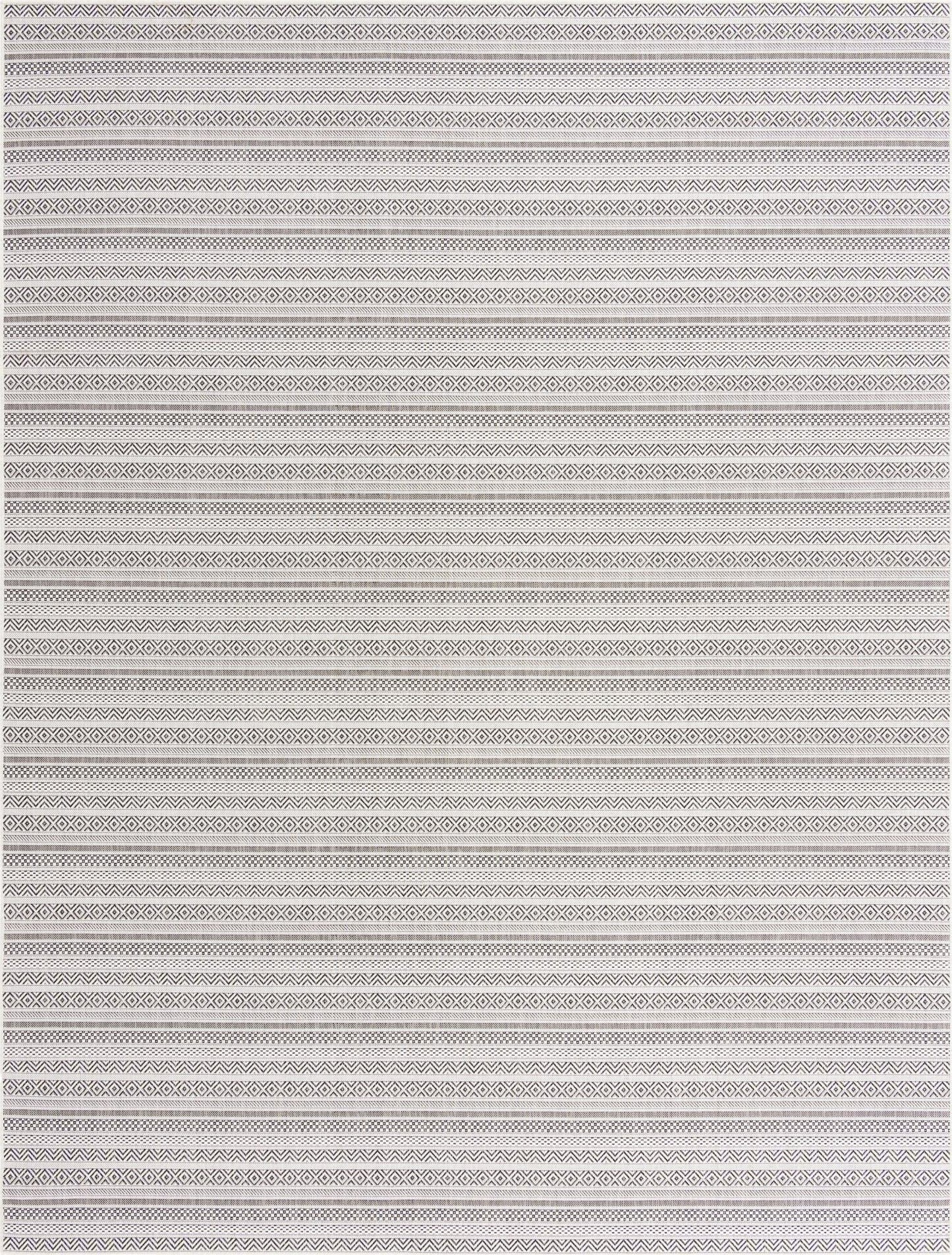 Unique Loom Outdoor Striped Collection Area Rug - Maia (10' x 13' 1" Rectangle, Beige/Ivory)