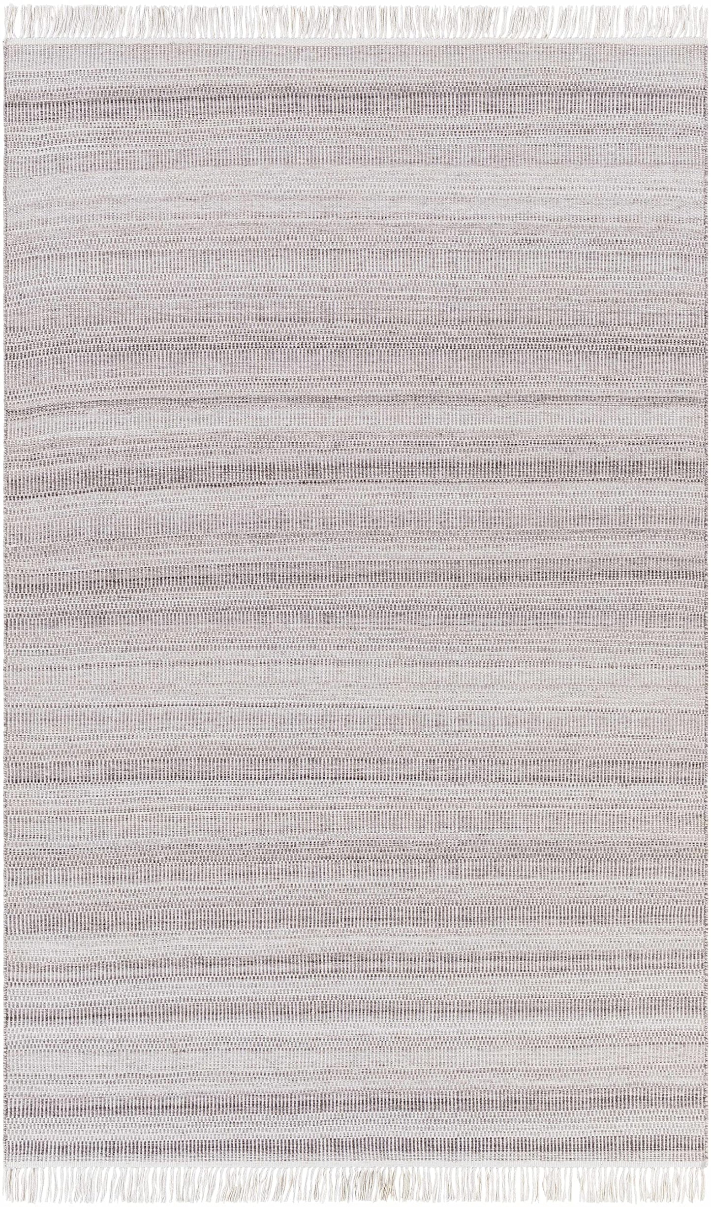 Hauteloom Samos Recycled Material Living Room, Bedroom Area Rug - Striped Ombre Faded - Contemporary Modern Minimalist Farmhouse Transitional - Cream, Dark Brown, Light Slate, Gray, Beige - 2' x 3'