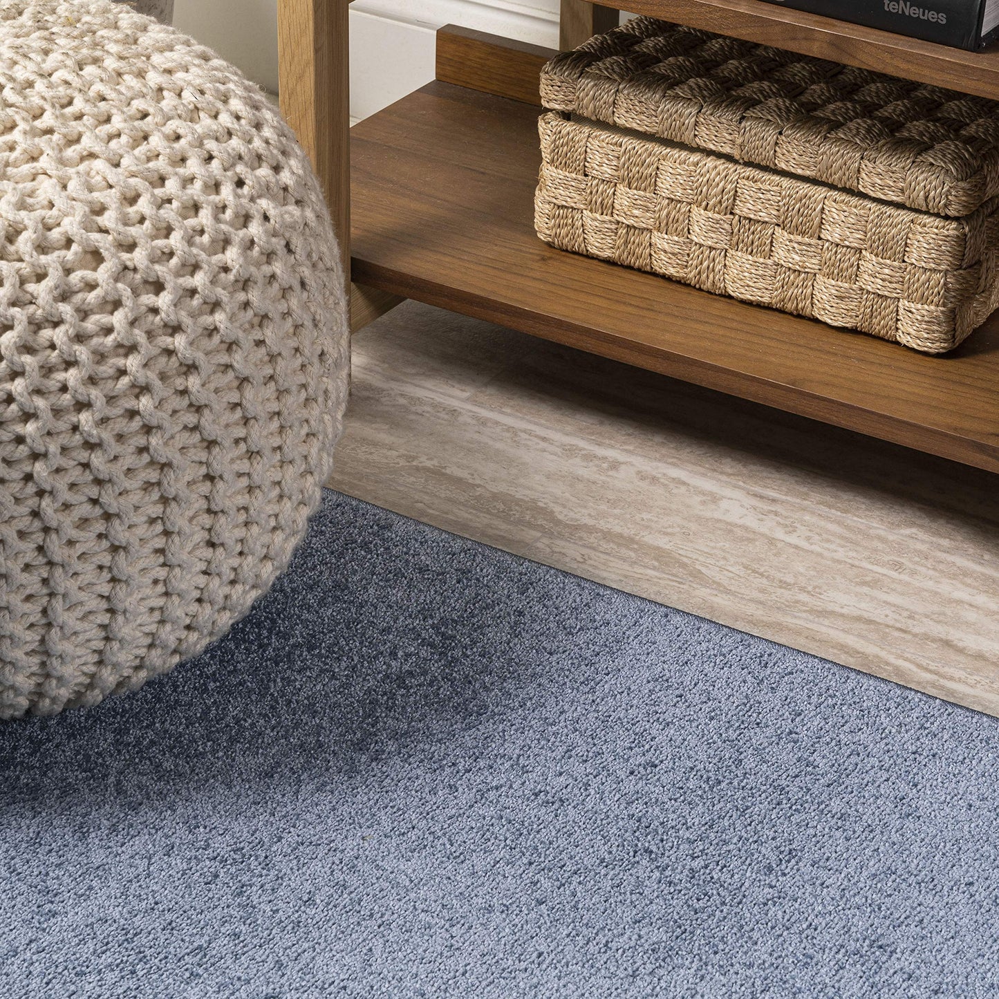 JONATHAN Y Haze Solid Low-Pile Classic Blue 7x7 Square Indoor Area Rug, Coastal,Bohemian,Minimalist,Classic, Easy-Cleaning for Living Room,Bedroom,Kitchen,Pet Friendly,Non-Shedding (SEU100F-7SQ)