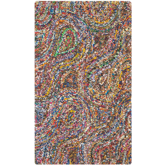 SAFAVIEH Nantucket Collection Accent Rug - 2'3" x 4', Multi, Handmade Boho Abstract Burst Cotton, Ideal for High Traffic Areas in Entryway, Living Room, Bedroom (NAN437A)