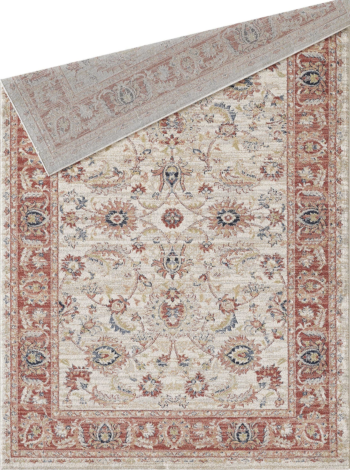 Abani Traditional Beige & Red 5'3" x 7'6" Area Rug, Babylon Collection - Classic Motif Vintage Turkish Accent Rug Rugs