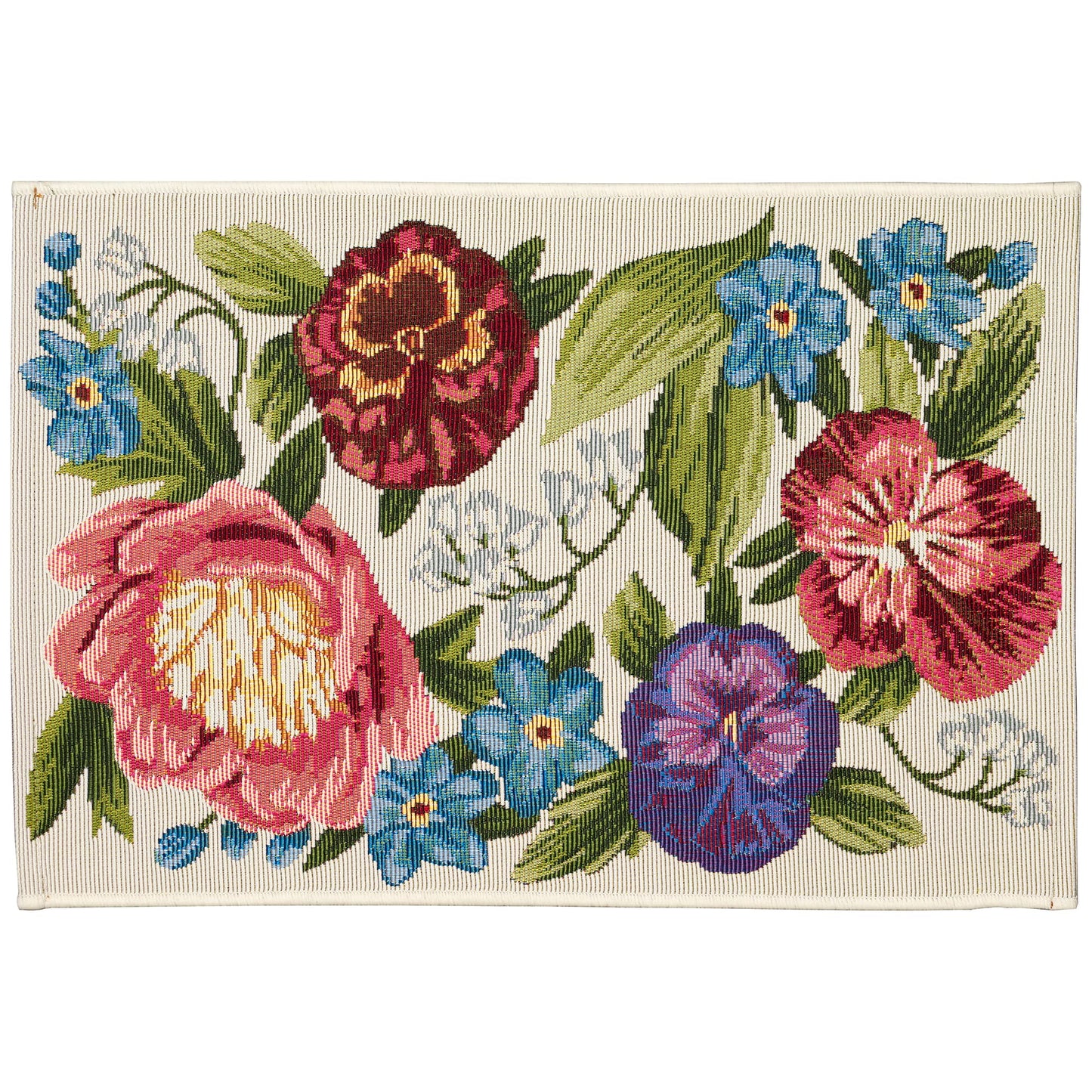Liora Manne Esencia Machine Washable Non-Slip Low Profile Indoor/Outdoor Mat-Transitional, Garden, Floral, Botanical, Secret Garden Cream 2'5" x 3'11"