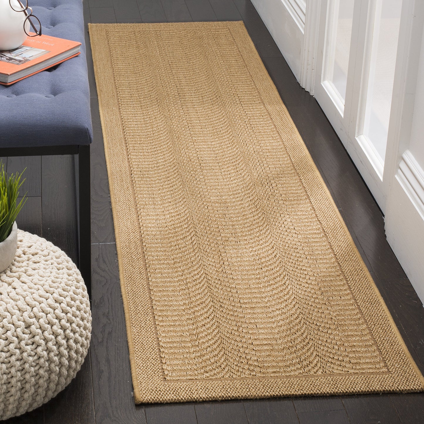 SAFAVIEH Palm Beach Collection Runner Rug - 2'3" x 12', Maize, Sisal & Jute Design, Ideal for High Traffic Areas in Living Room, Bedroom (PAB322M)
