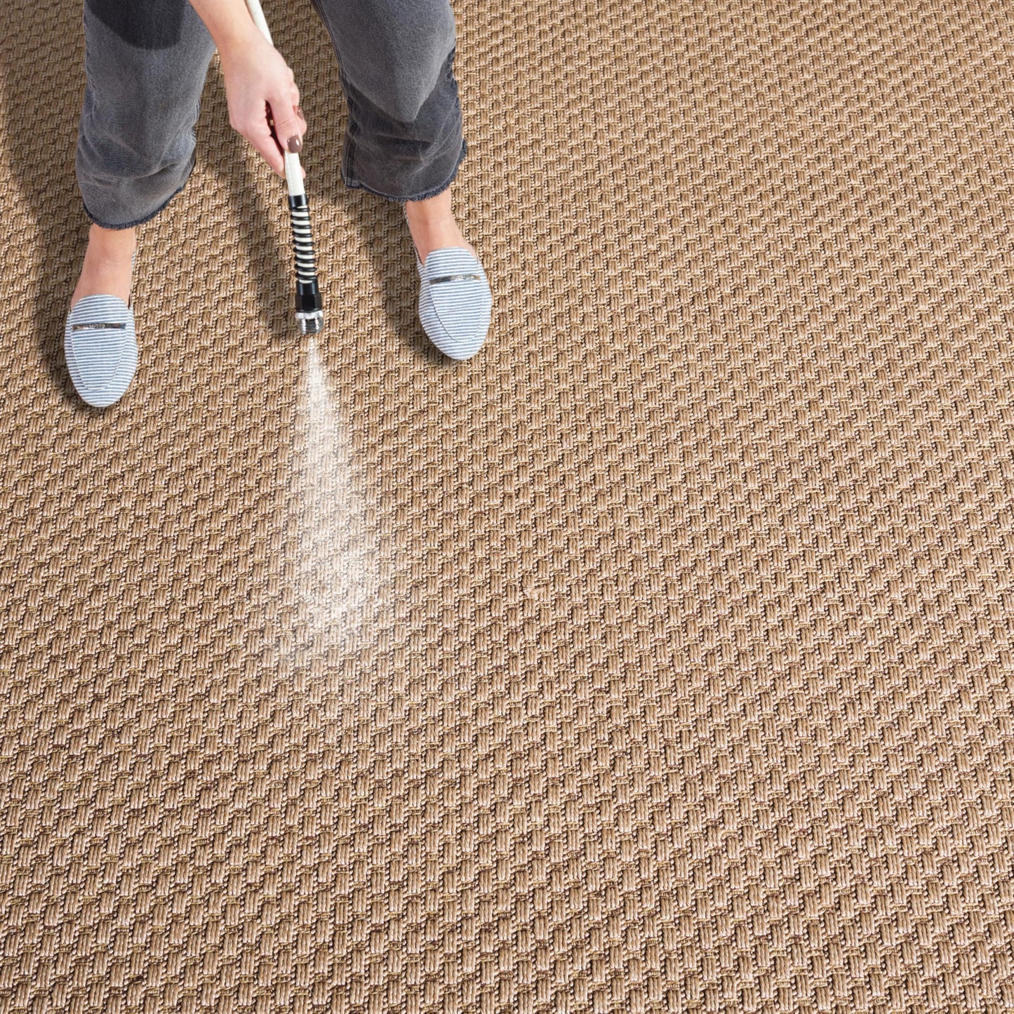 SAFAVIEH Washable Rug Outdoor Atrium Sisal Collection - 5'3" x 7'6", Beige, Non-Shedding & Easy to Clean, Ideal for Patio, Backyard, Mudroom (ATM100B)