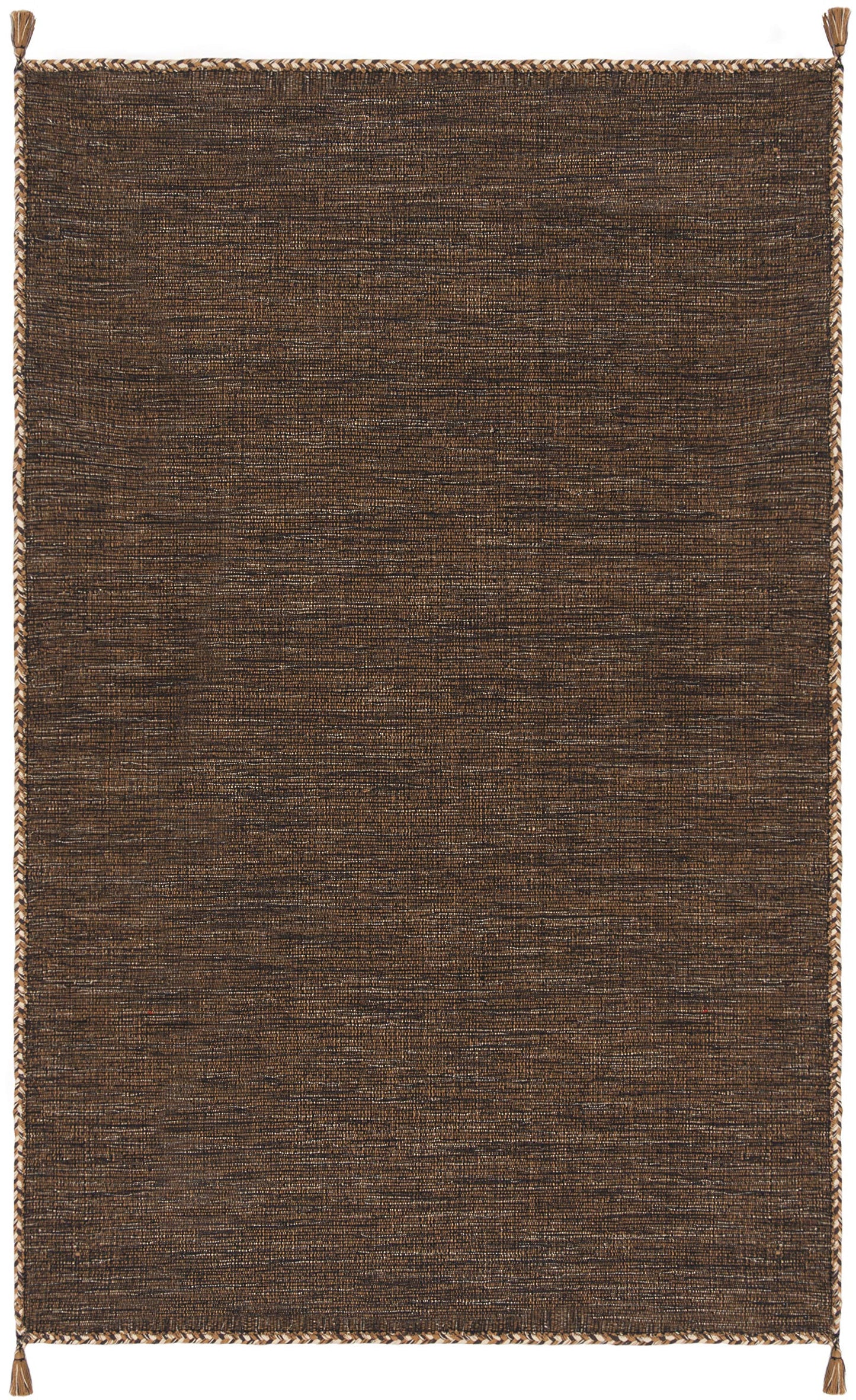 SAFAVIEH Montauk Collection Accent Rug - 4' x 6', Brown & Black, Handmade Flat Weave Cotton Corner Tassel, Ideal for High Traffic Areas in Entryway, Living Room, Bedroom (MTK150T)
