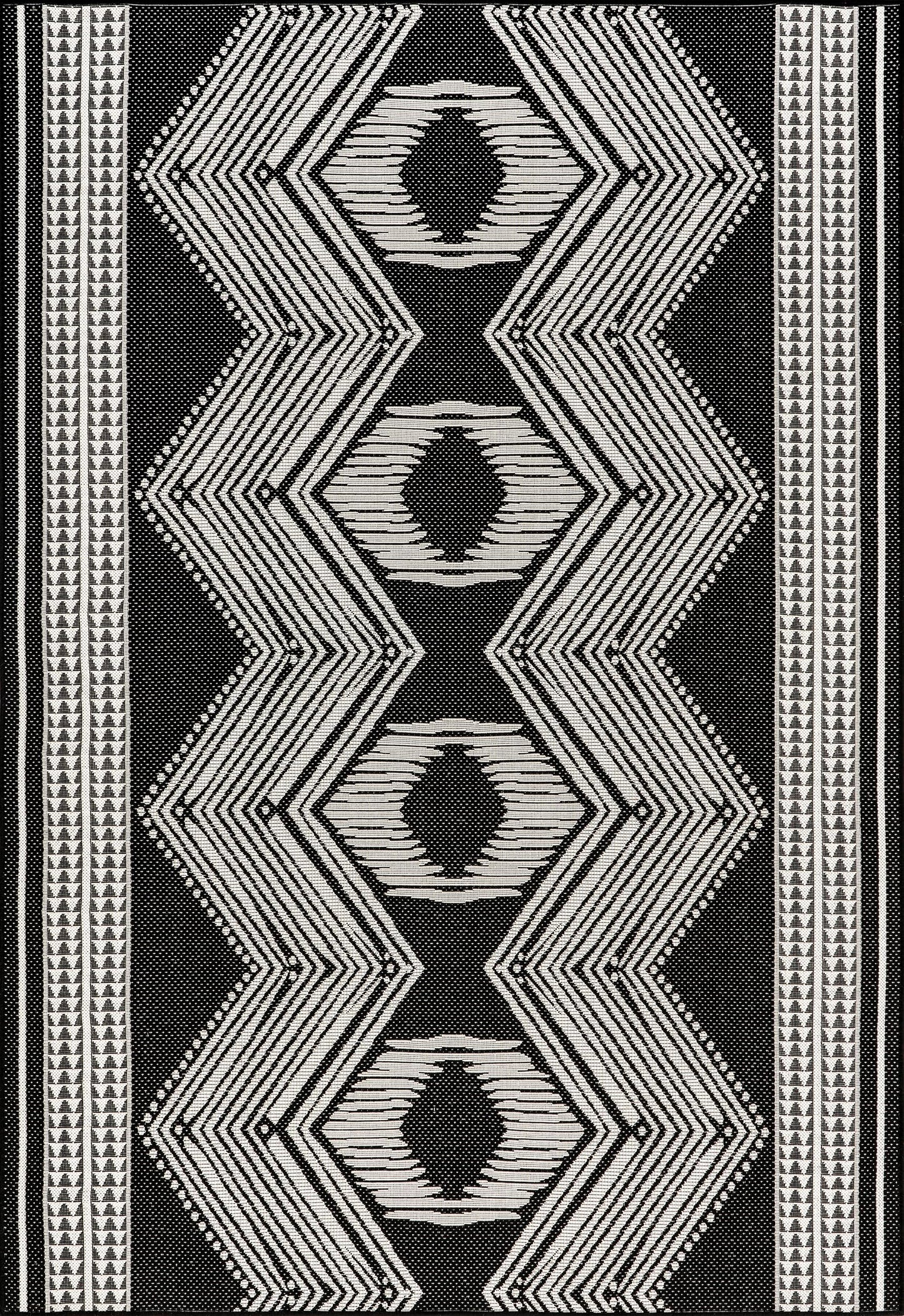 Nuloom Ranya Black/Ivory, 6'7" x 9', Tribal Geometric, Soft and Cozy, High Traffic, Stain Resistant, Easy Clean, Durable Area Rug for Indoor/Outdoor Patio, Deck, Porch, Garden, Courtyard
