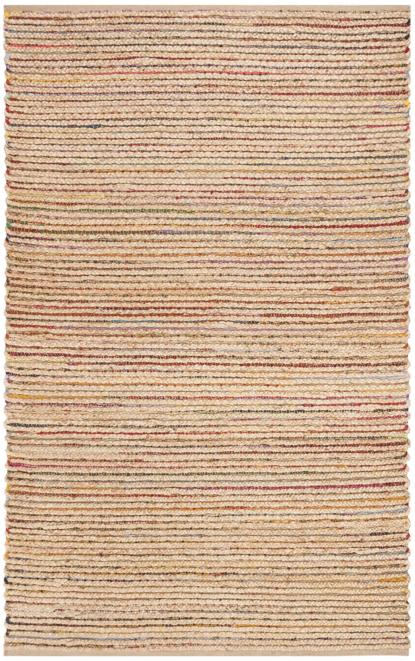 SAFAVIEH Cape Cod Collection Area Rug - 6' x 9', Natural & Multi, Handmade Boho Braided Stripe Jute, Ideal for High Traffic Areas in Living Room, Bedroom (CAP307B)