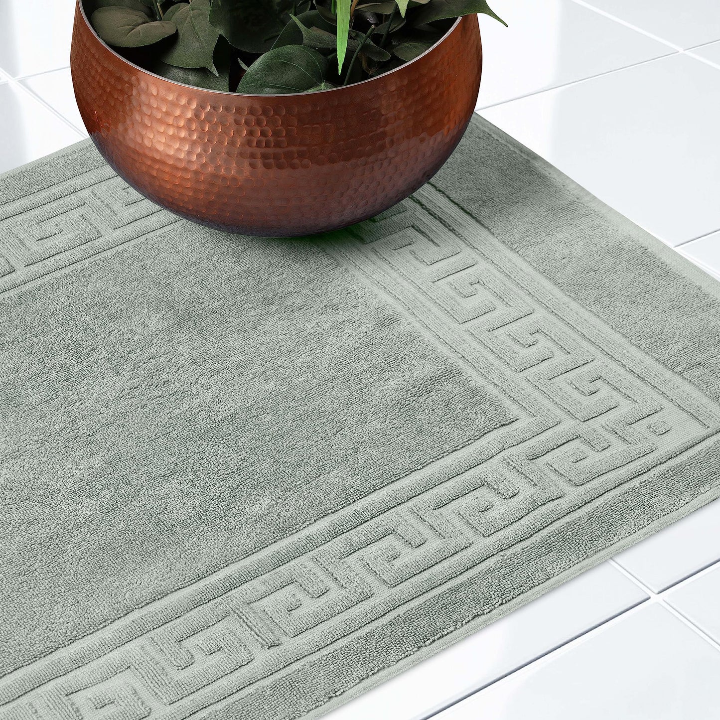 Superior Heavyweight Cotton Bath Mats, Bath Rugs For Bathroom Accessories, Washable Rug For Shower, Bath, Toilet, Modern Decor, No Backing, Luxury Hotel And Spa Quality, Set of 2, 22" x 35", Sage
