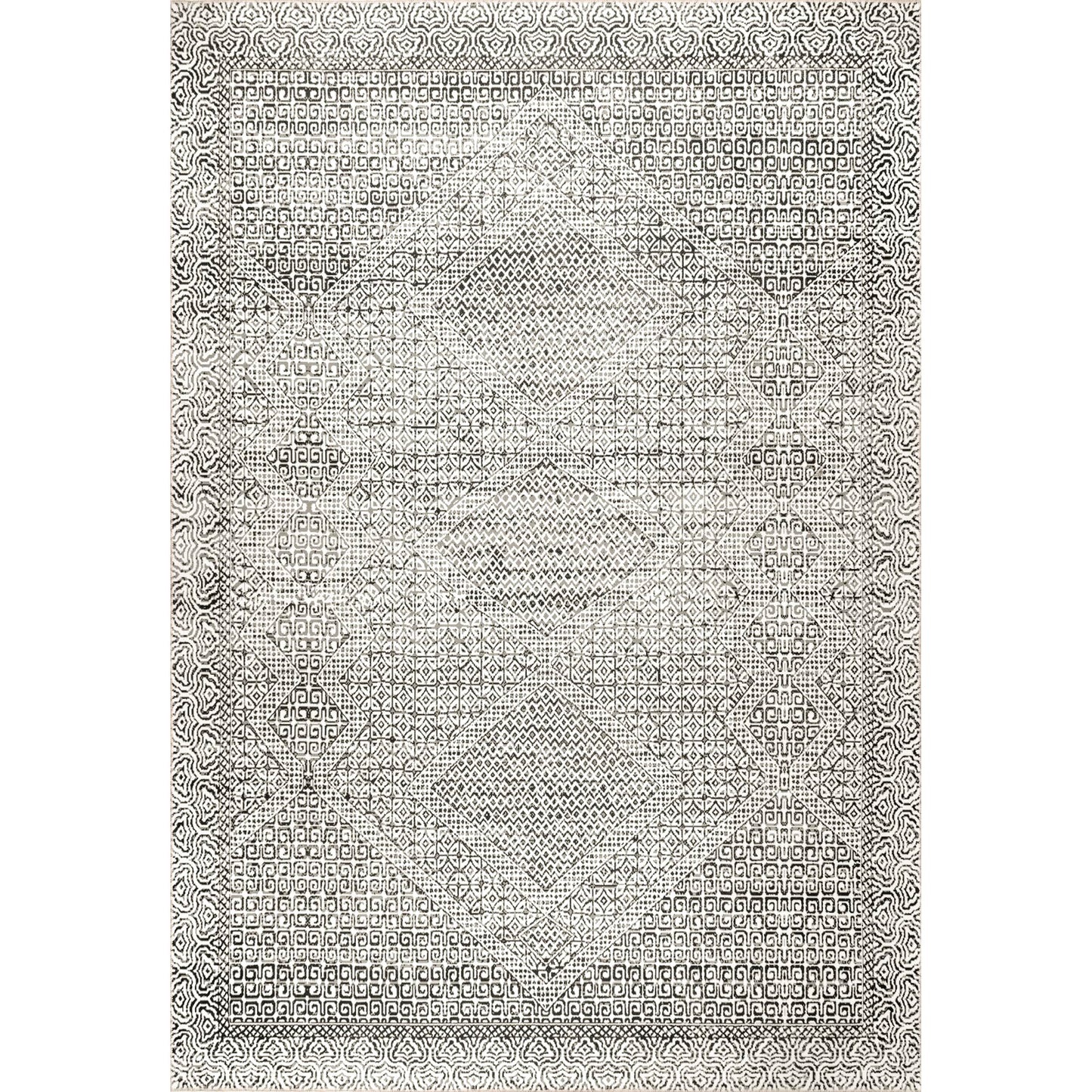 Nuloom SpinClean Hart Grey/Ivory, 5' x 8', Vintage, Soft and Cozy, High Traffic, Stain Resistant, Easy Clean, Durable, Machine Washable Area Rug for Bedroom, Living Room, Dining Space, Entryway