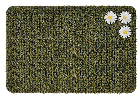 CLEAN MACHINE 10376914 Astroturf Dirt Trapper Doormat, 23.5" x 35.5", Daisy Urban Green