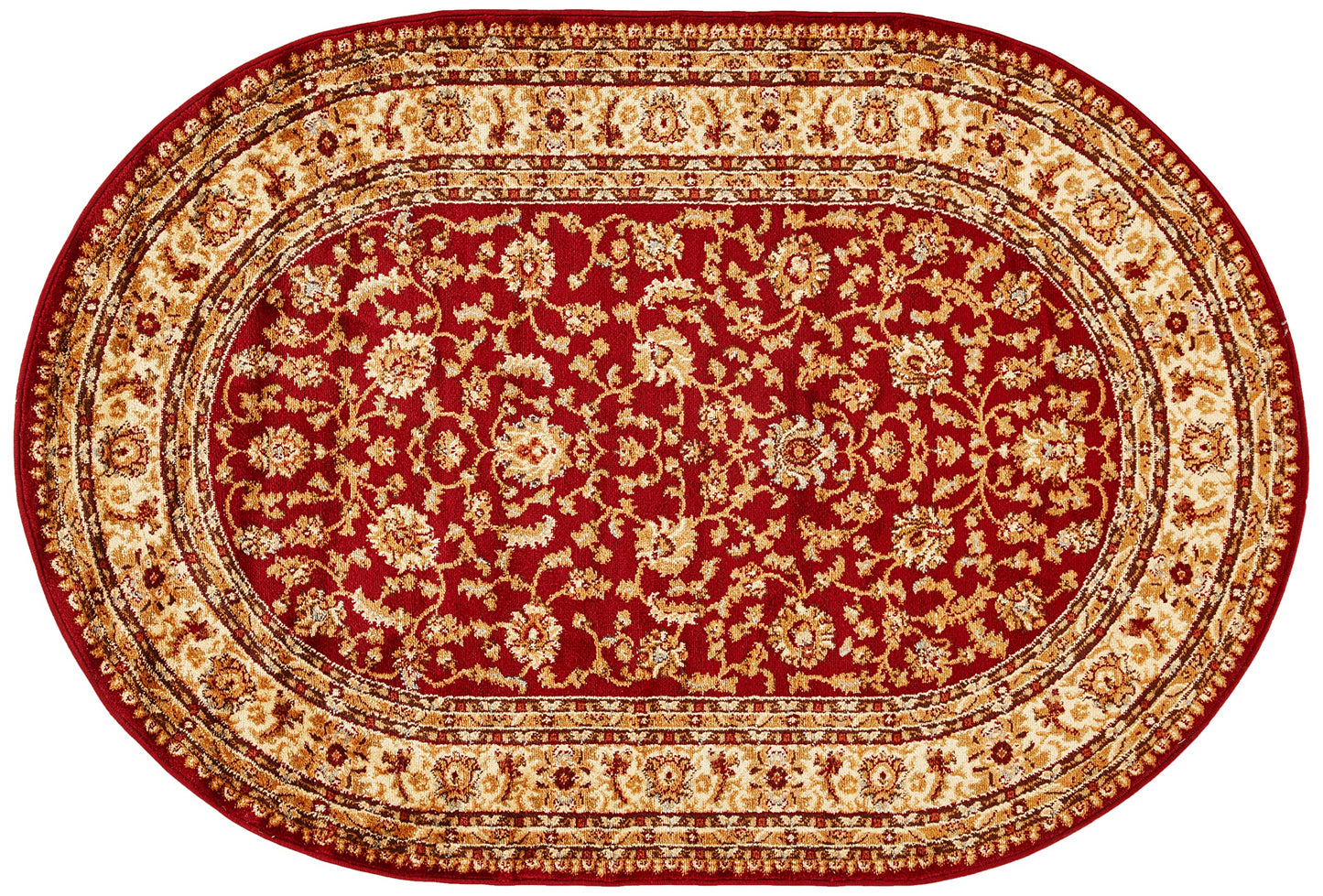 Unique Loom Voyage Collection Traditional Oriental Classic Intricate Design Area Rug (4' 0 x 6' 0 Oval, Red/Gold)