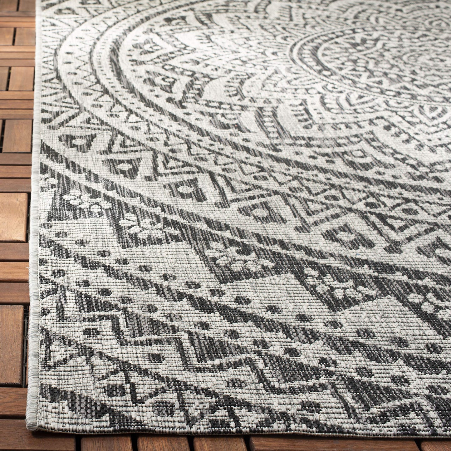 SAFAVIEH Courtyard Collection 2'3" x 8' Light Grey/Black CY8734 Indoor/ Outdoor Waterproof Easy Cleaning Patio Backyard Mudroom Runner Rug