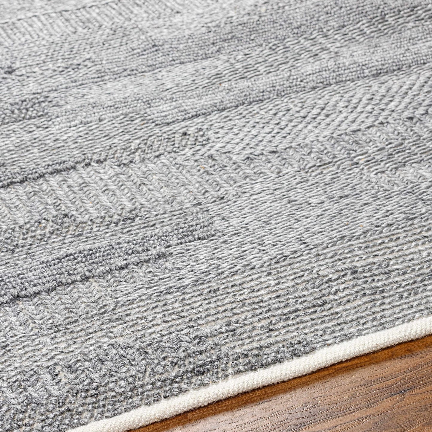 Hauteloom Chepe Recycled Material Area Rug - Abstract Striped Distressed Faded - Contemporary Modern Minimalist Transitional Scandinavian - Medium Gray, Ink, Silverton, Gray, White - 2' x 3'