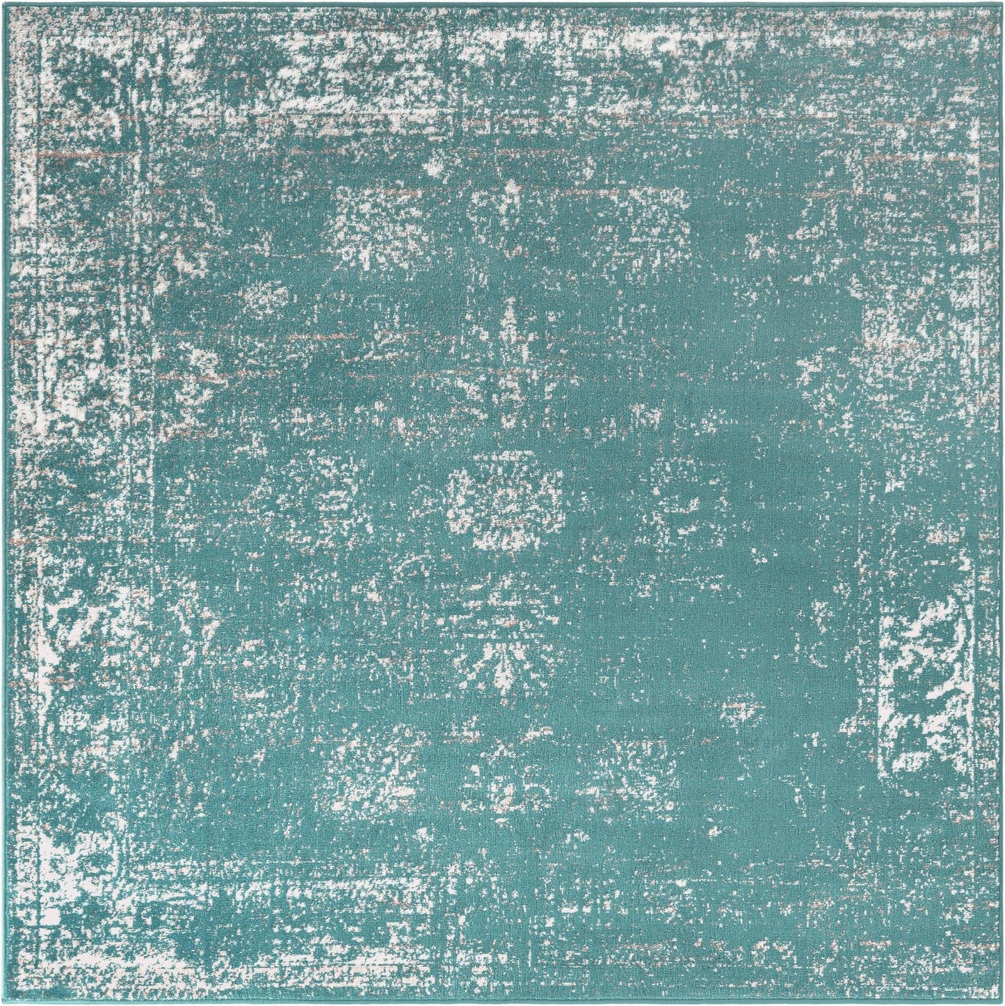 Unique Loom Sofia Collection Area Rug - Casino (6' 1" Square Turquoise/Ivory)