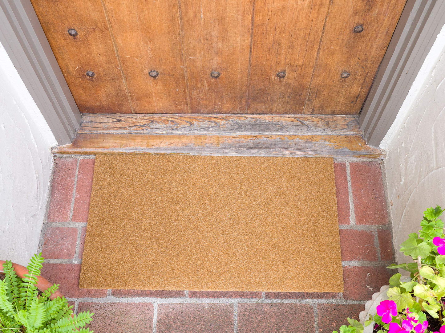 KAF Home Eco Coir Non-Shed Synthetic Doormat, Heavy-Duty, Weather Resistant, Non-Slip PVC Backing, 17 by 30 Inches, Natural