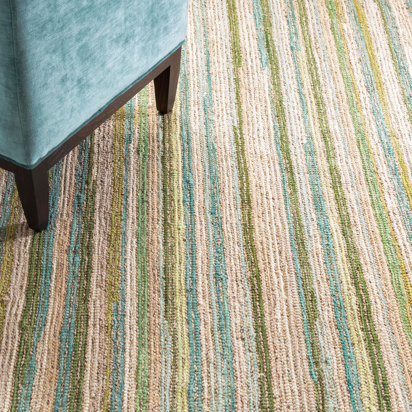 Dash and Albert Francisco Cotton Area Rug - 3' x 5' Green Stripe Handwoven Accent Rug - Durable, Low Pile, High Traffic Living Room, Hallway, Stairs - Premium Luxury Hotel Quality Soft Breathable