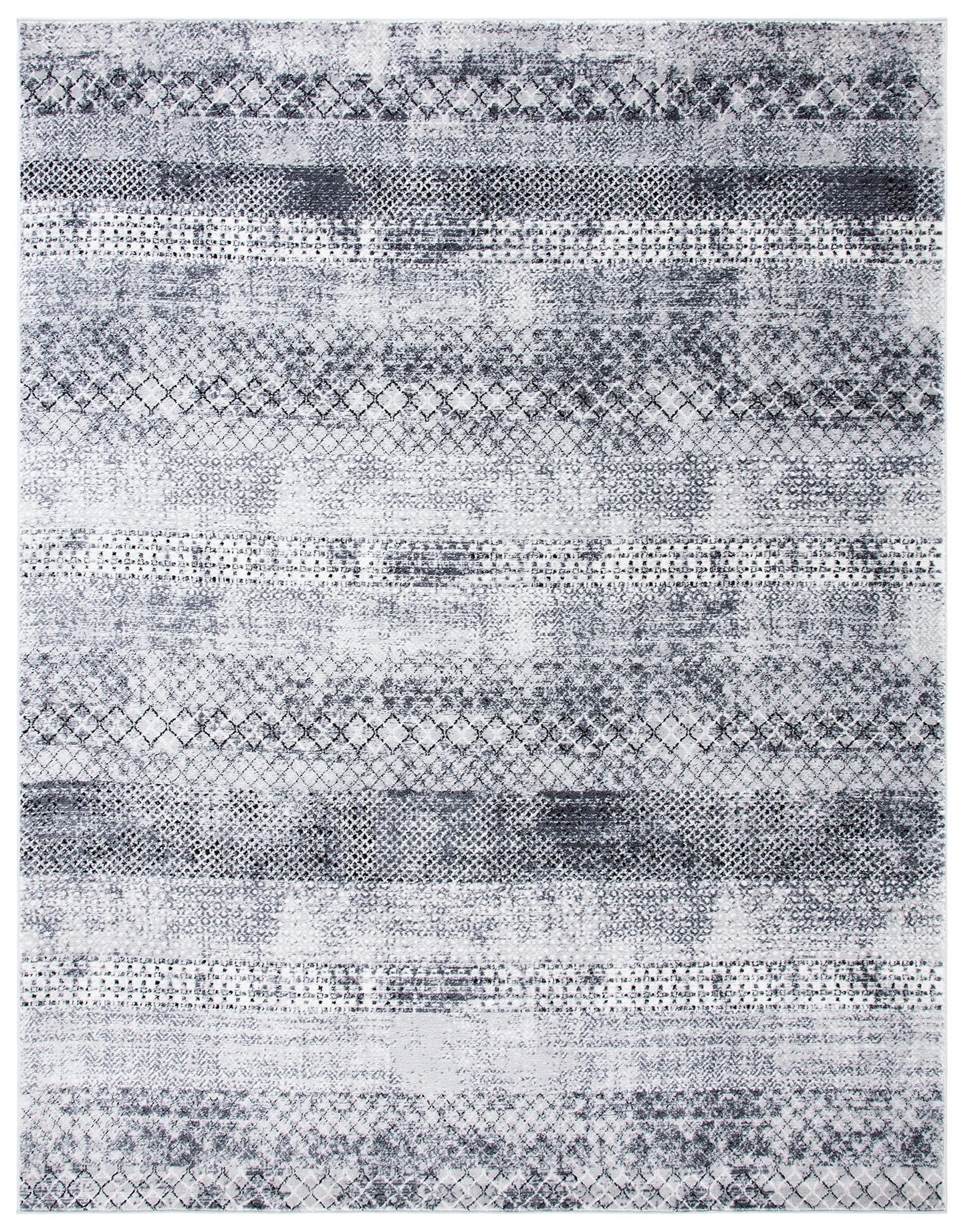 SAFAVIEH Amelia Collection Area Rug - 9' x 12', Grey & Ivory, Rustic Tribal Distressed Design, Non-Shedding & Easy Care, Ideal for High Traffic Areas in Living Room, Bedroom (ALA761F)