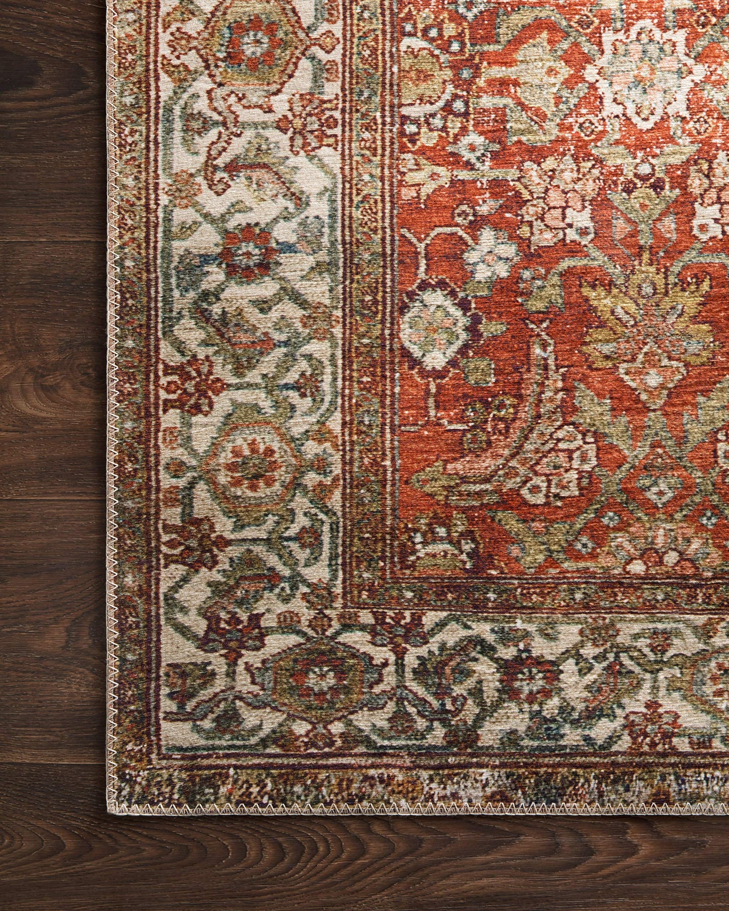 Loloi Layla Collection LAY-05 Ocean/Multi 5'-0" x 7'-6" .13" Thick Area Rug, Soft, Durable, Vintage Inspired, Distressed, Low Pile, Non-Shedding, Easy Clean, Printed, Living Room Rug