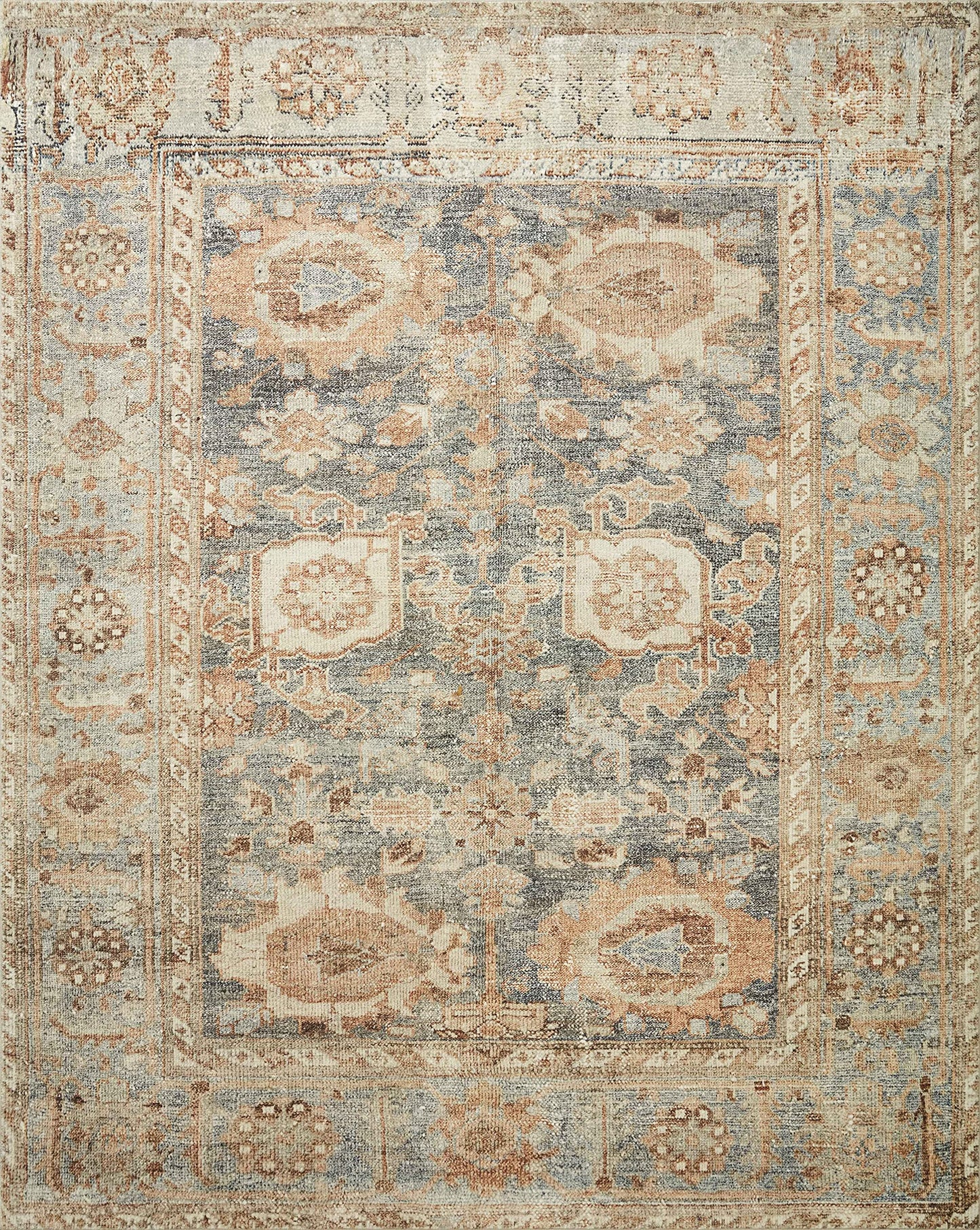 Loloi Margot Collection MAT-03 Ocean/Spice 8'-6" x 11'-6" Area Rug feat. CloudPile, No-Shed Easy Clean Large Patterned Area Rug for Living Room, Bedroom, Dining Area