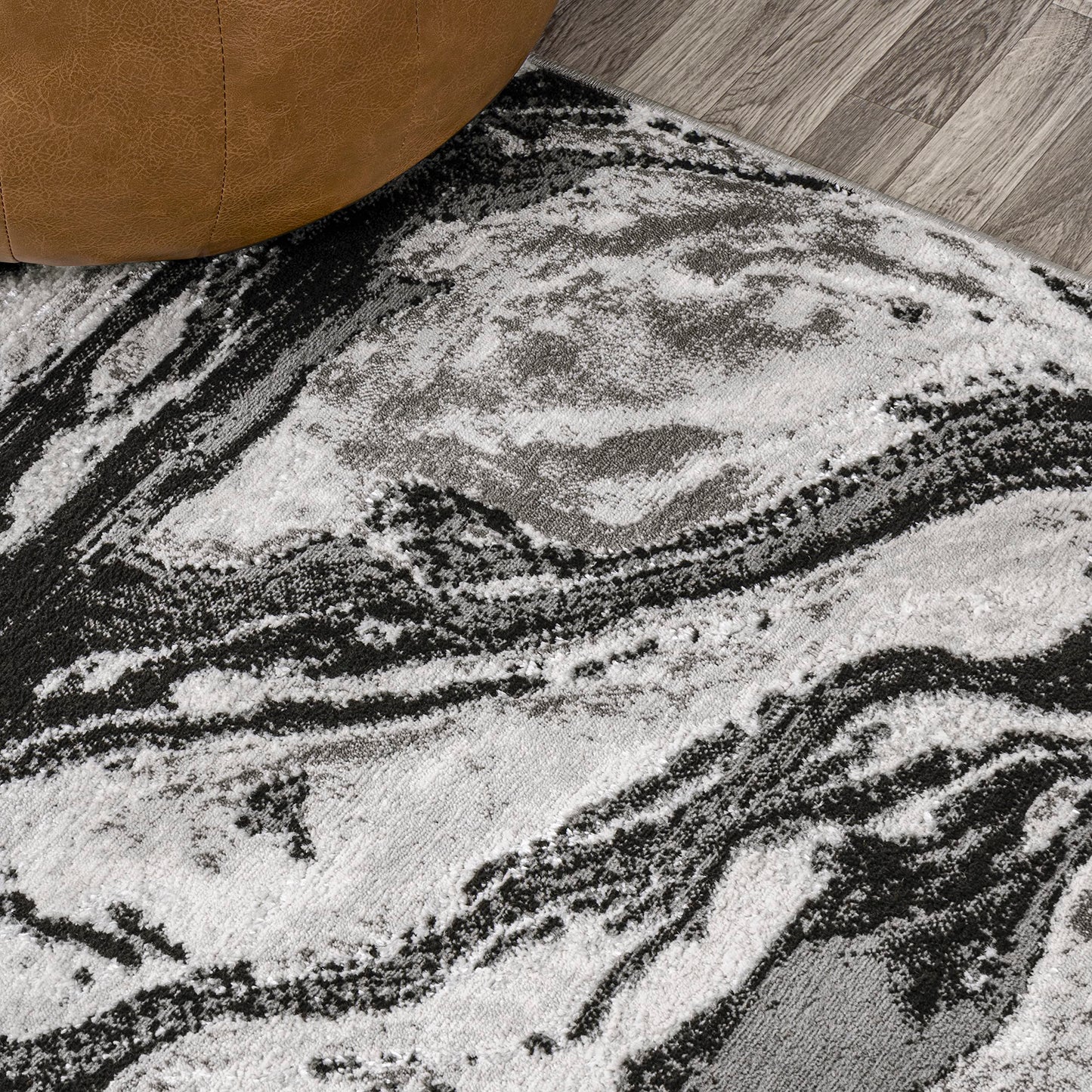 JONATHAN Y Swirl Marbled Black/Ivory Indoor Area Rug 4X6 ft, Abstract for Living Room, Bedroom, Kitchen, Office, Easy-Cleaning, High Traffic, Pet-Friendly, Non-Shedding SOR203E-4