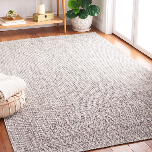 SAFAVIEH Washable Rug Outdoor Braided Collection - 5' x 8', Grey & Ivory, Handmade & Reversible, Non-Shedding & Easy to Clean, Ideal for Patio, Backyard, Mudroom (BRA201F)
